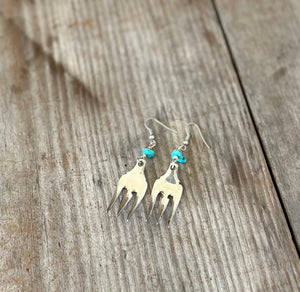Fork Tine Earrings - TURQUOISE Stone - #5435