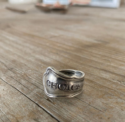 Upcycled Silverware Spoon Ring Handstamped  CHOICE