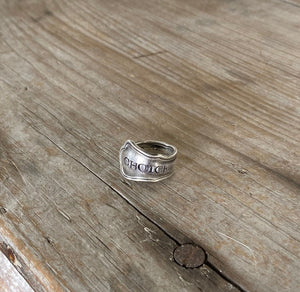 Upcycled Silverware Spoon Ring Hand stamped  CHOICE