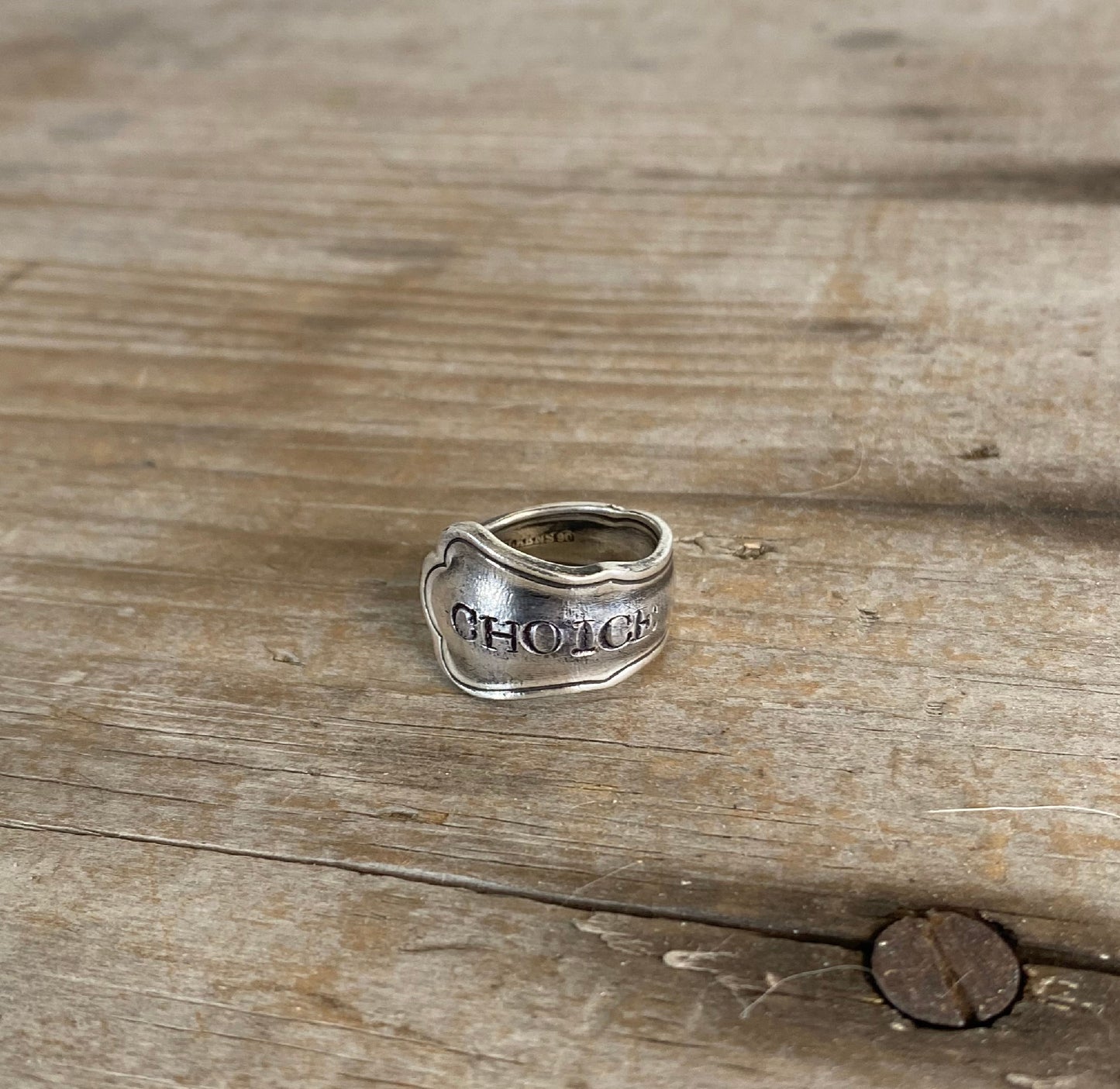 Upcycled Silverware Spoon Ring Handstamped  CHOICE