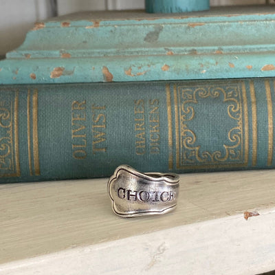Upcycled Silverware Spoon Ring Handstamped  CHOICE