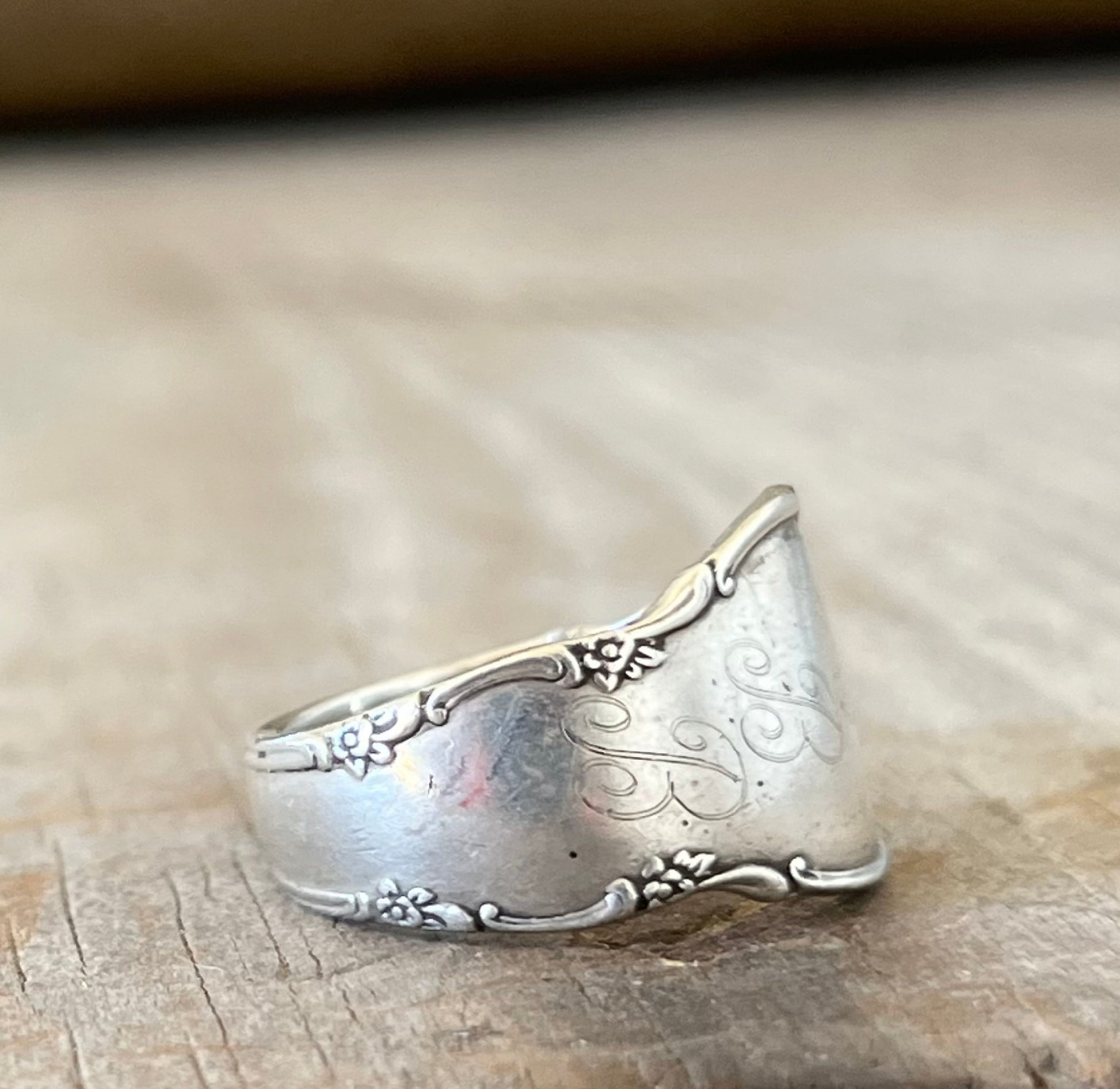 Sterling silver Mignonette spoon ring made from vintage Lunt silverware - upcycled statement jewelry