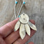Artisan feather spoon pendant necklace with stone accents - one-of-a-kind handmade upcycled silverware jewelry