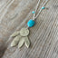 Handcrafted feathery artisan spoon pendant necklace with stone accents - premium upcycled vintage silverware jewelry