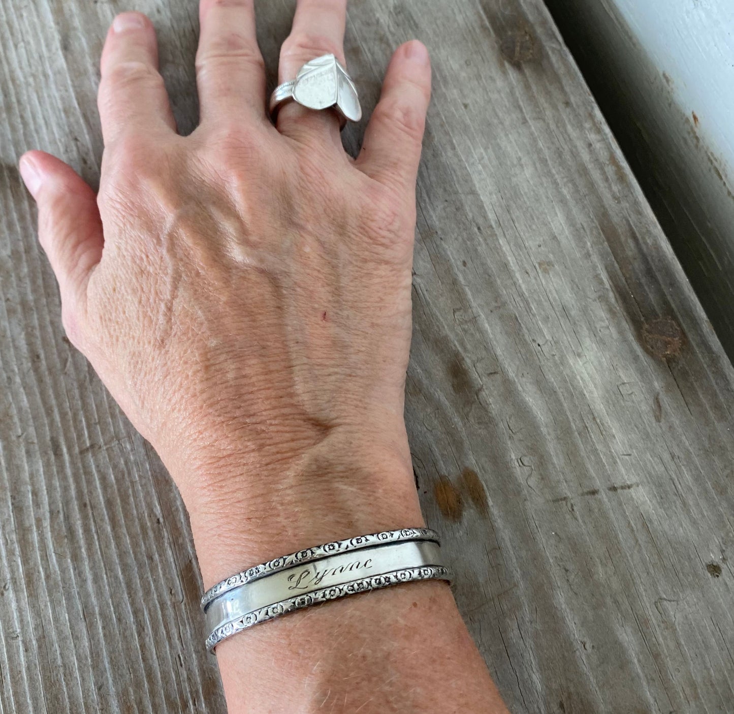 Sterling Napkin Ring Cuff Bracelet - LYNNE