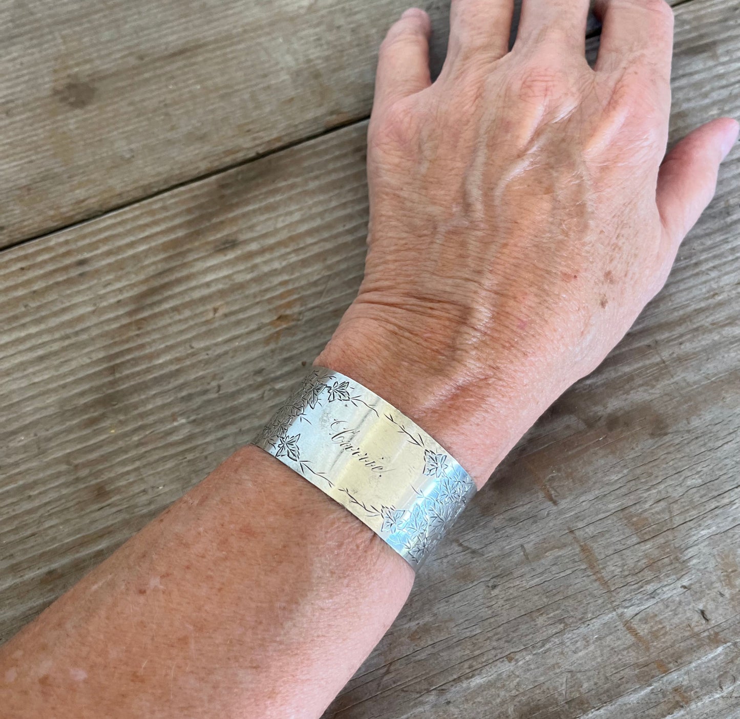 Sterling Napkin Ring Cuff Bracelet - CARRIE