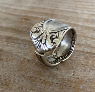 Hand made upcycled silverware spoon ring Ardsley Size 9