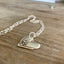 Vintage spoon heart necklace made from upcycled 1939 William Rogers Hiawatha silverplate handles with rhinestone flower accent, handcrafted jewelry