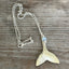 Handmade spoon mermaid whale tail necklace with light blue and rhinestone beads, upcycled vintage silverplate beach life jewelry