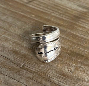 SALE Spoon Ring - Coil Wrap - Stamped BRIE - #5526