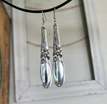 Upcycled Silverware Spoon Earrings Mid-Century White Orchid