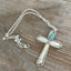 Spoon Necklace with Cross Pendant and Turquoise Colored Bead
