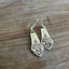 Handcrafted Plantation spoon earrings with chartreuse beads and romantic floral design from 1948 1881 Rogers vintage silverplate