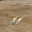 Teardrop-shaped Plantation pattern spoon earrings with fresh chartreuse bead accents, upcycled mid-century silverware, 2.25 inches long