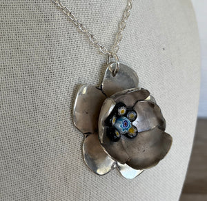 Handmade Flower from Vintage Spoons with Millefiori beads