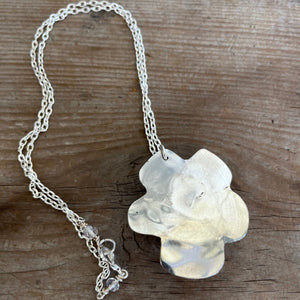 Back of Handmade Sculptural Spoon Flower Necklace