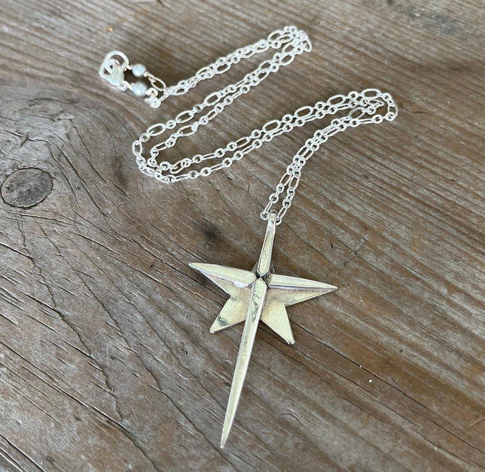 Fork Tine Cross Layered on Stylized Spoon Star Necklace - #5546