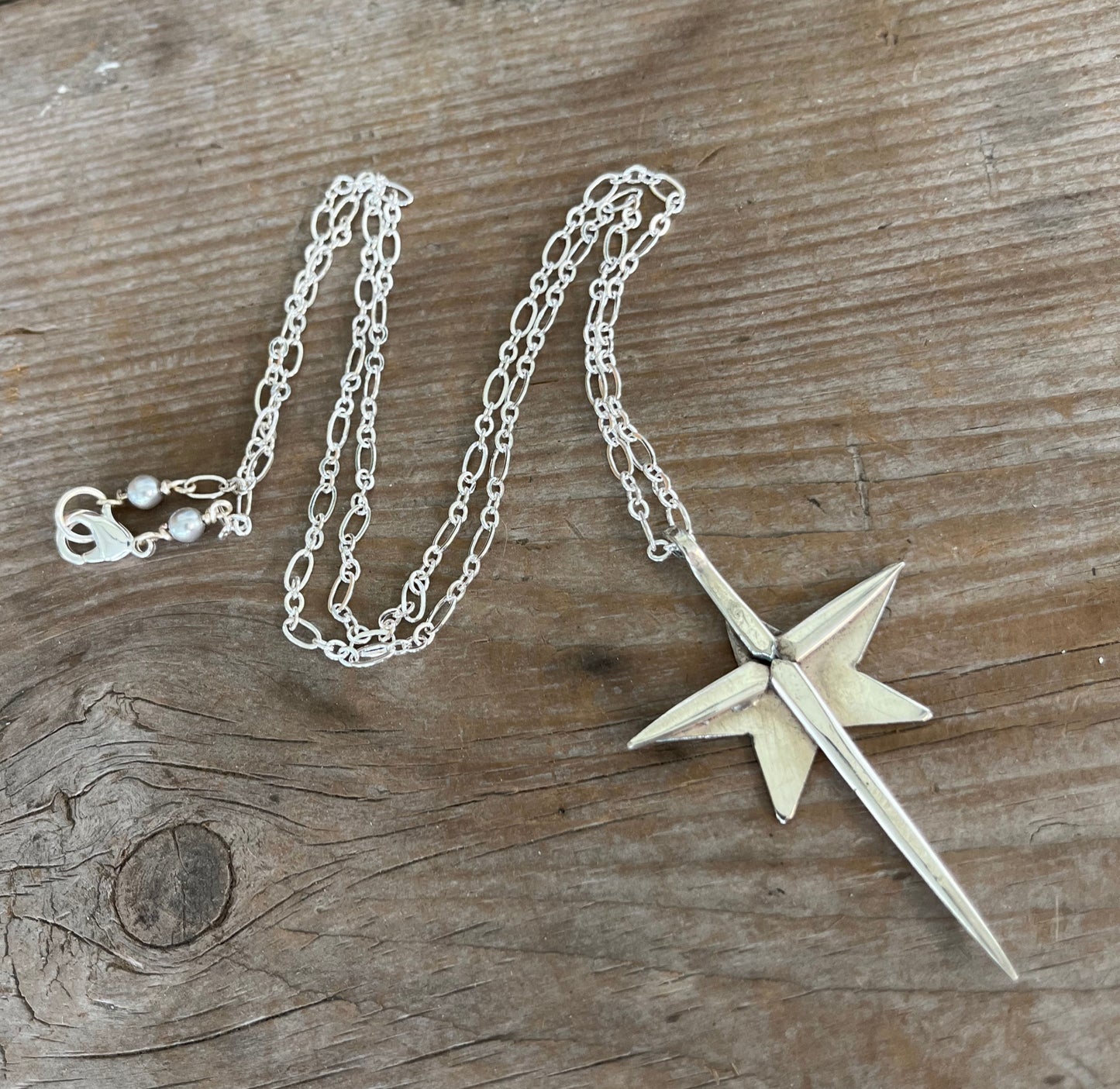 Fork Tine Cross Layered on Stylized Spoon Star Necklace - #5546