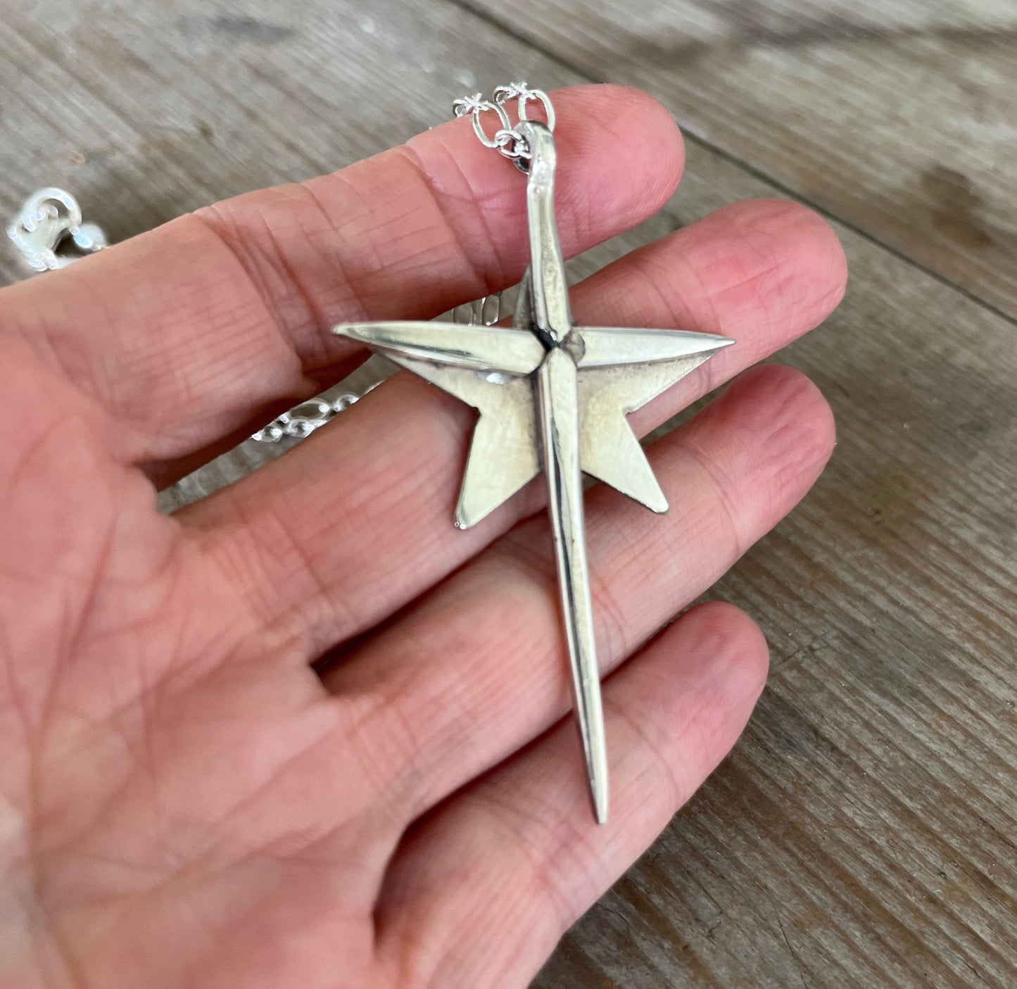 Fork Tine Cross Layered on Stylized Spoon Star Necklace - #5546