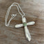 Handcrafted spoon cross necklace on silverplate chain - vintage Regent silverware religious jewelry with turquoise bead