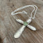 Vintage 1939 William Rogers Regent spoon handles transformed into artisan cross pendant with turquoise bead on 21-inch chain