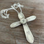 Back of Regent spoon cross showing heart-stamped circular detail - handcrafted upcycled vintage silverware