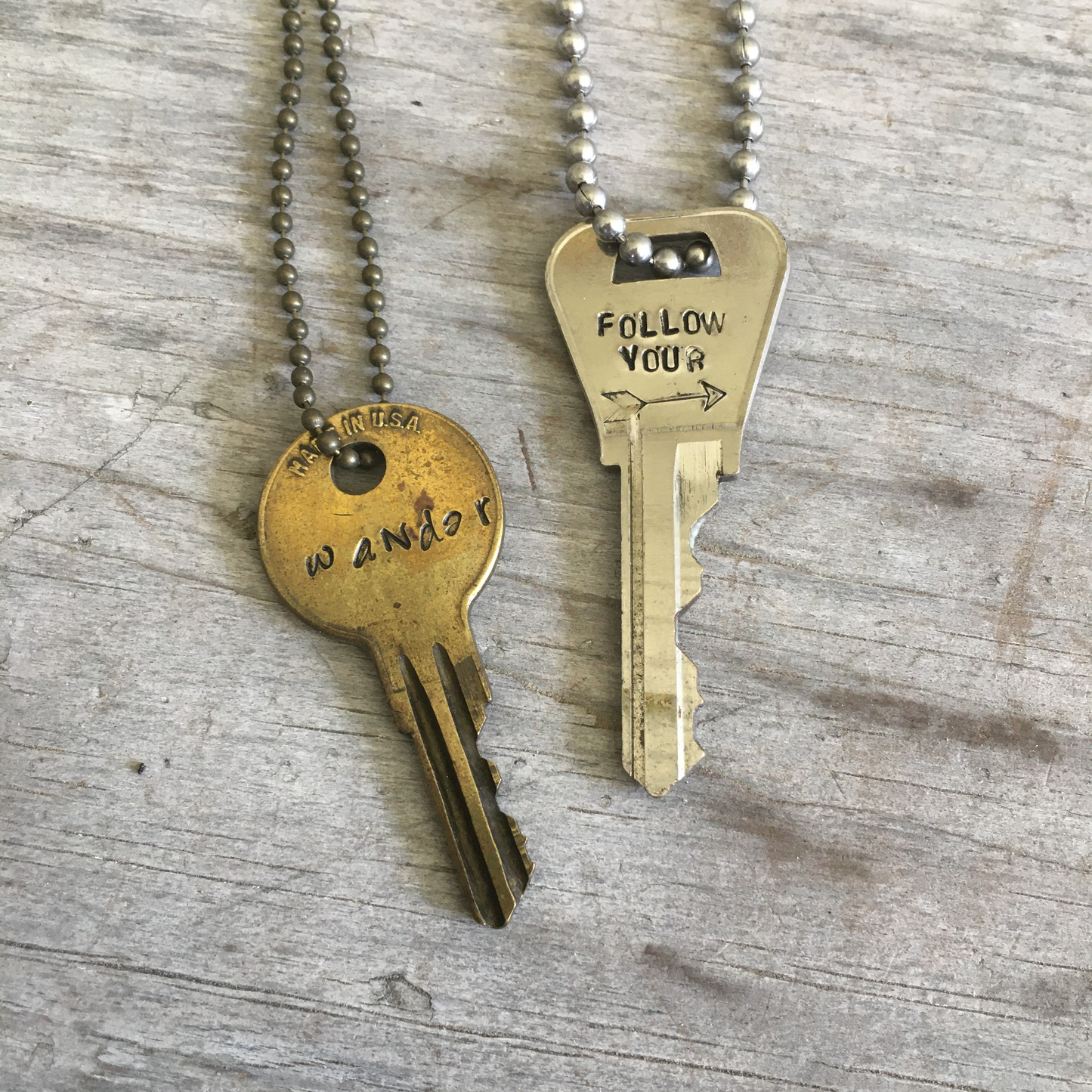 Born in the USA Stamped Key Giving Key Necklace