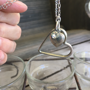 Fork Tine Floating Heart Necklace - #4306