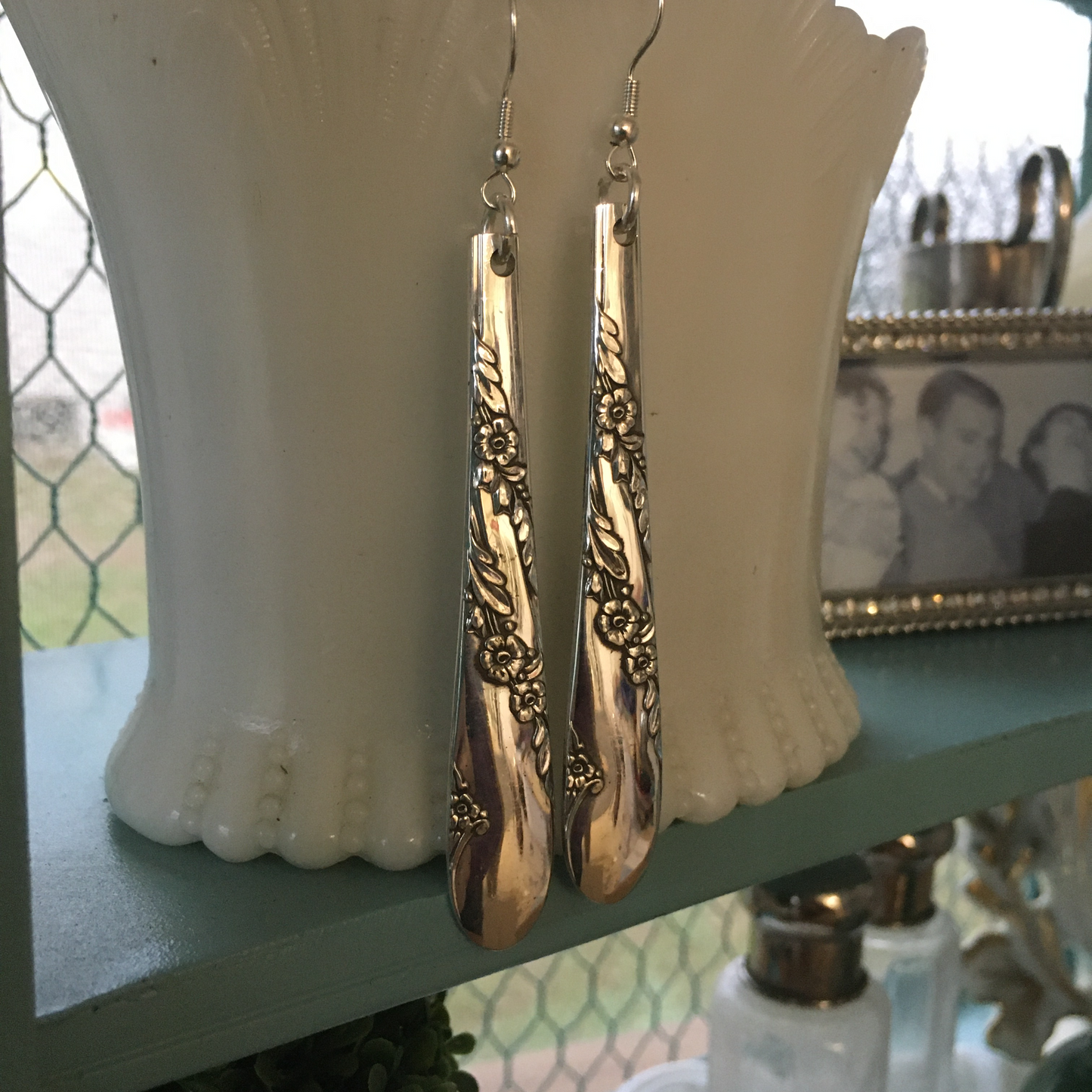 Spoon Earrings - Bridal Wreath