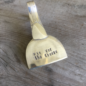 Handmade Upcycled Spoon Cheese Knife Hand Stamped with Who Cut The Cheese