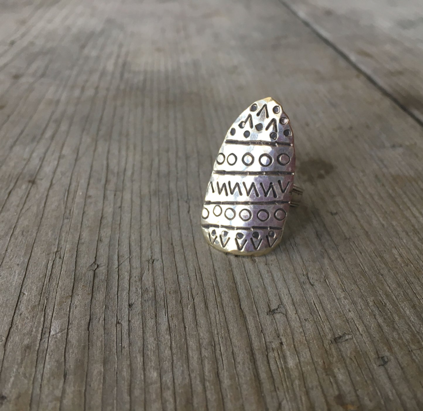 Statement spoon ring - Stamped Art design - handcrafted artisan upcycled silverware jewelry
