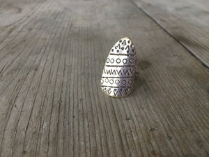 Handstamped Artisan Spoon Ring made from upcycled silverware and spoon parts
