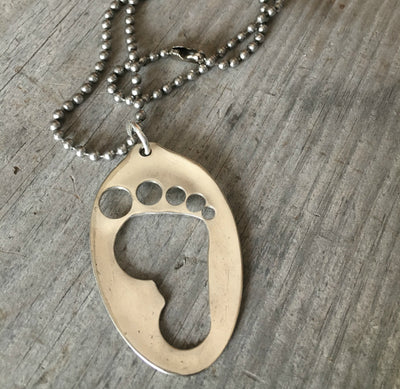 Upcycled Spoon Necklace Hand Punched in Barefoot design
