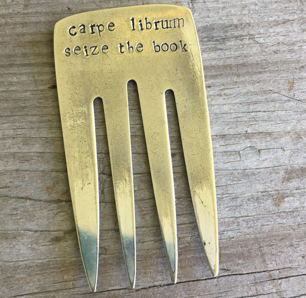 SALE - Fork Bookmark - CARPE LIBRUM SEIZE THE BOOK - #4270