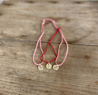 Heart Stamped Circle Pendant Spoon Necklace