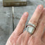 Mid century design spoon ring shown on model hand