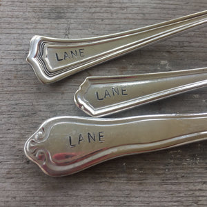 Custom Stamped Silverware Set - Vintage Mismatched Fork, Knife & Spoon