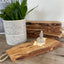 Handcrafted olivewood charcuterie board and cheese knife pairing - upcycled silverware and Italian wood