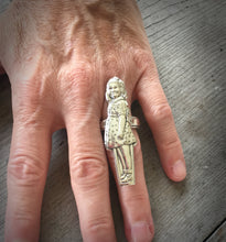 Dionne Quintuplets Figural Spoon Ring Yvonne Size 7 Shown on Model Hand
