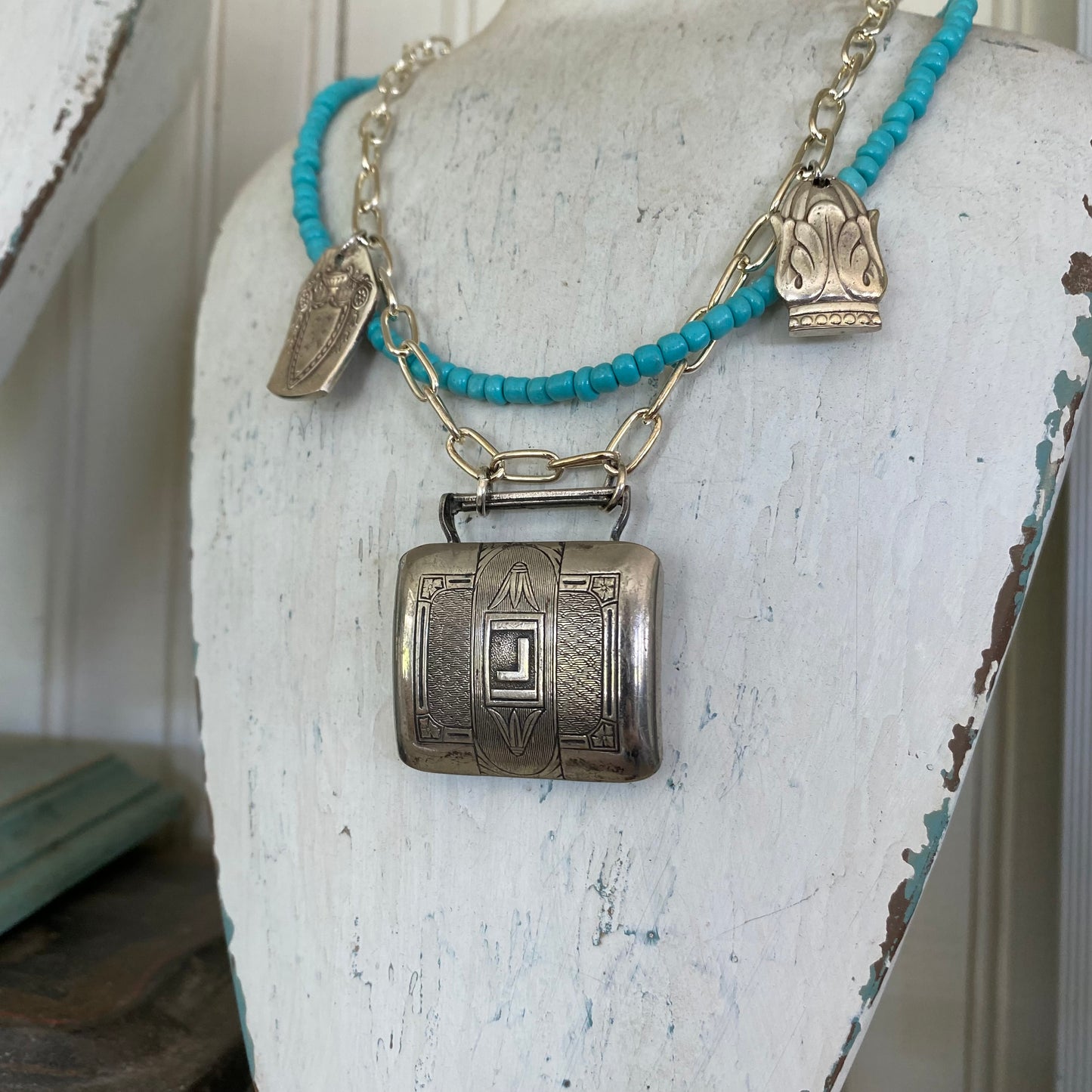 Buckles & Bits Necklace | 1920s Belt Buckle & Silverware Bits #5120