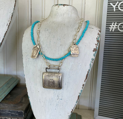 Buckles & Bits Necklace | 1920s Belt Buckle & Silverware Bits #5120