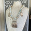 Eco-friendly upcycled vintage belt buckle statement necklace with turquoise beads and silverware accents - handmade artisan design