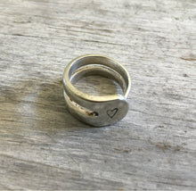 upcycled fork ring Handstamped with Heart Size 8
