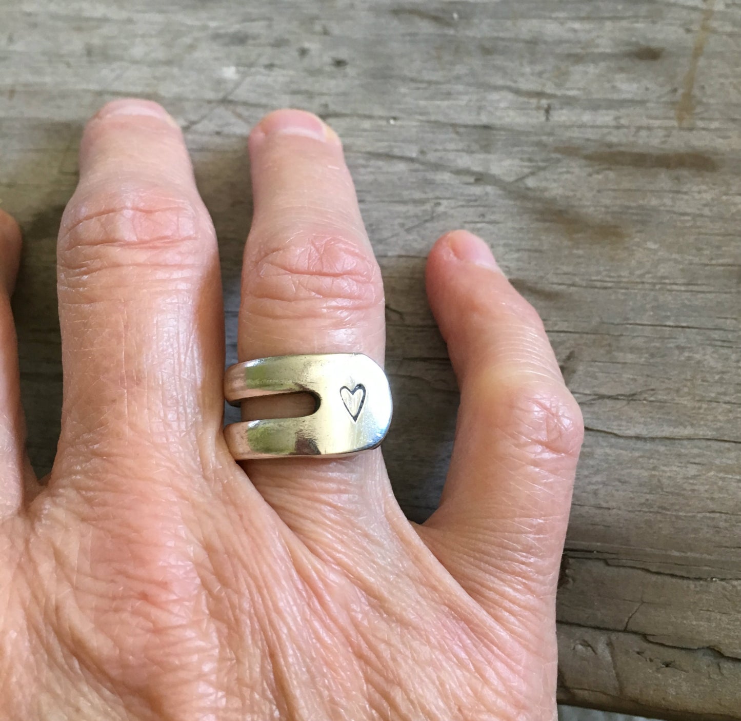 Size 8 Ring Made from Fork shown on model