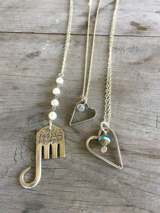 Fork Elephant Necklace with Costume Jewelry Pearl Beads- #4249