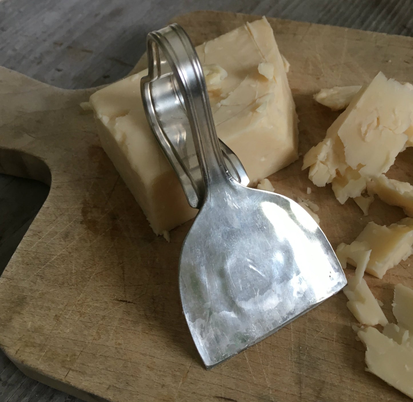 Backside of Spoon Cheese Knife Upcycled Admiral Soup Spoon