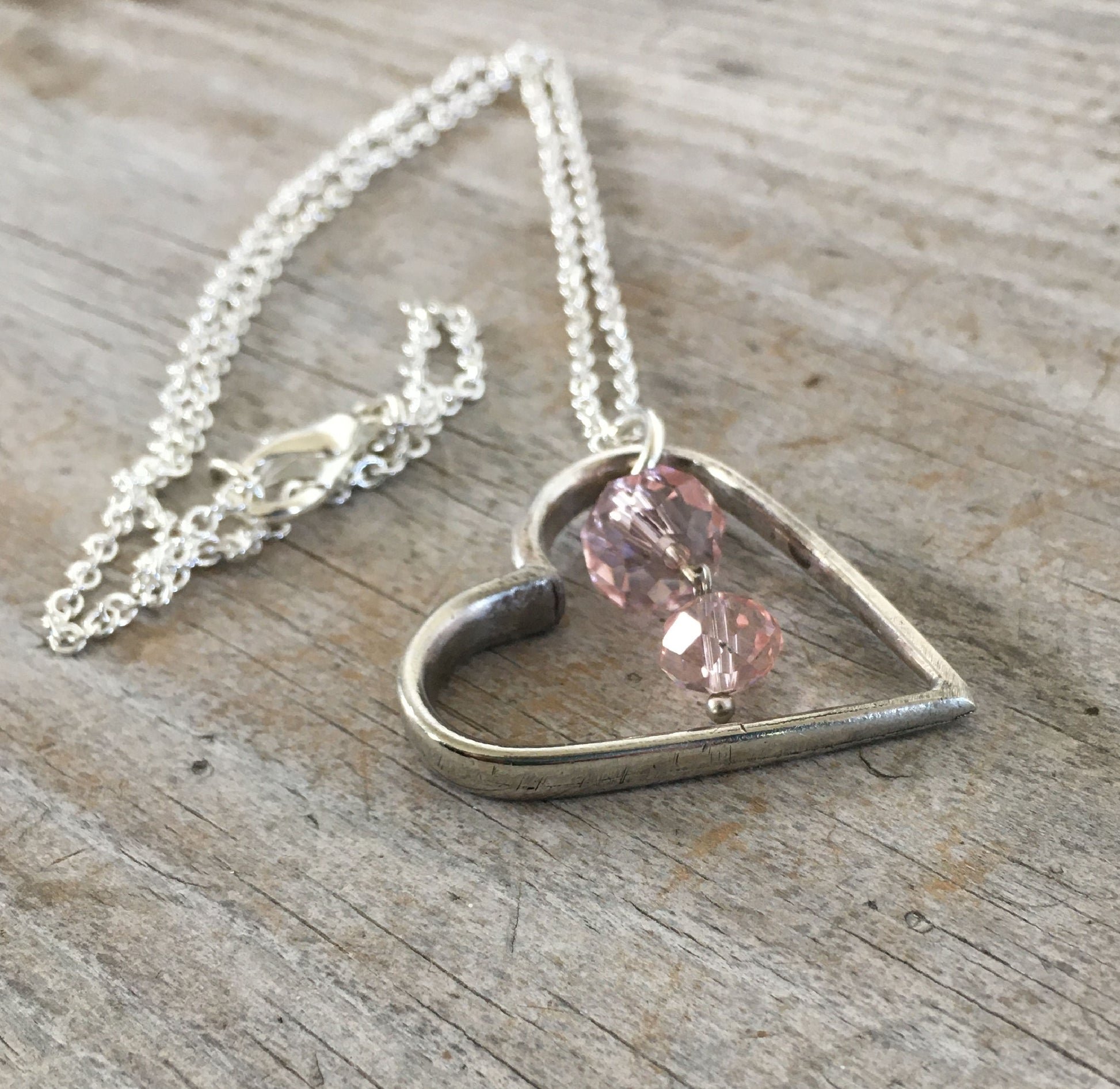 Heart Necklace Valentines Day Made from Upcycled Vintage Fork Tines