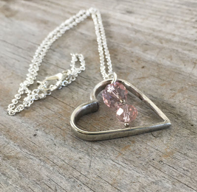 Heart Necklace Valentines Day Made from Upcycled Vintage Fork Tines