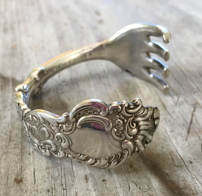Exquisite detailed hand of Rogers Columbia fork Cuff Bracelet Elephant on One End