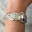 Exquisite detail of Rogers Columbia fork Cuff Bracelet Shown on Model Wrist